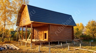 Дом-баня 6×6 с террасой, 36 м²