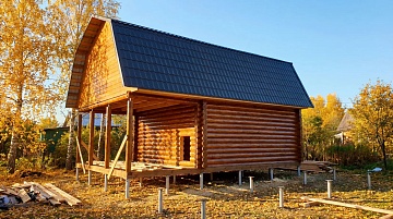 Дом-баня 6×6 с террасой, 36 м²