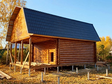 Дом-баня 6×6 с террасой, 36 м²