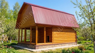 Дом-баня 6×6 с террасой, 36 м²