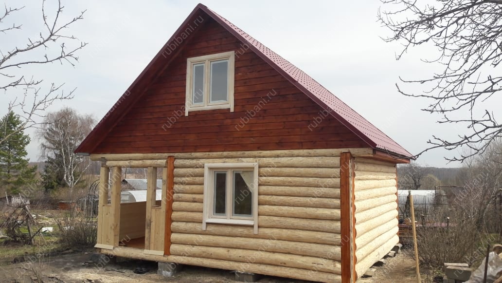 Дом с террасой, сруб в лапу — фото 1 Дом с террасой, сруб в лапу — фото 1
