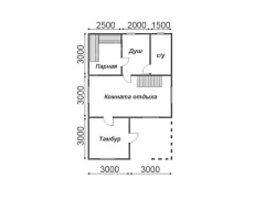 Одноэтажная баня из бруса с мансардой 54 м²