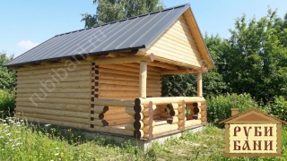 Баня 5×4 с рубленой террасой, 30 м²