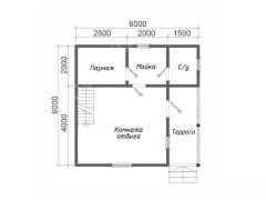 Баня 6 на 6 двухэтажная (БН-30) 36 м²