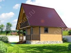 Баня из бруса 6 на 4 двухэтажная (БН-3) 24 м²