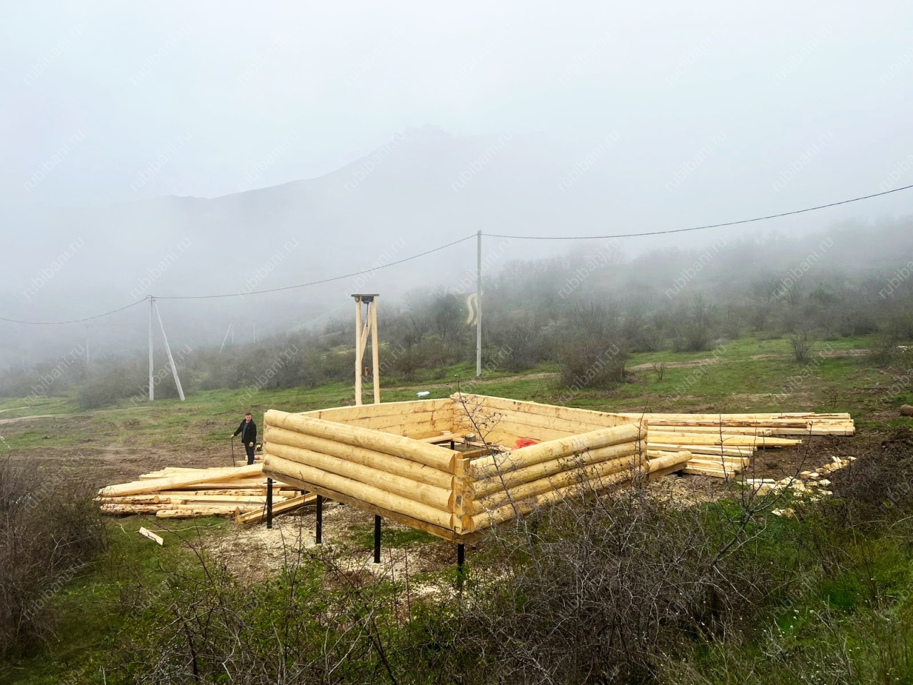 Сборка сруба 6х6 с мансардой. Крым, Алушта. — фото 9 Сборка сруба 6х6 с мансардой. Крым, Алушта. — фото 9