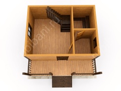 Баня из бруса 6×4 с террасой и балконом (Б-3), 24 м²