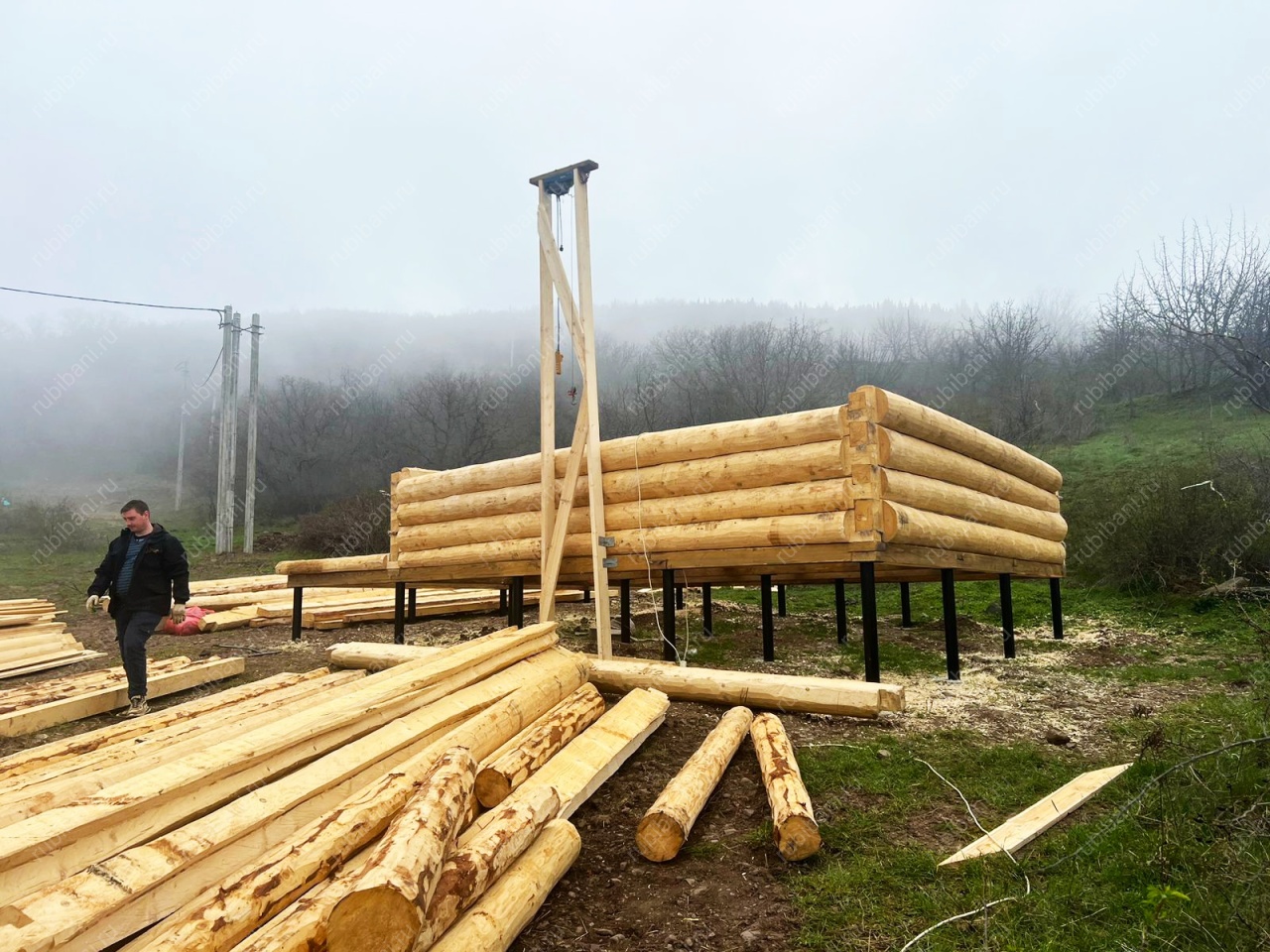 Сборка сруба 6х6 с мансардой. Крым, Алушта. — фото 15 Сборка сруба 6х6 с мансардой. Крым, Алушта. — фото 15