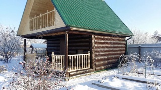 Баня 5×3 с террасой и мансардой, 25 м²