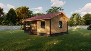 Баня из профилированного бруса с террасой (БН-92) 54 м²