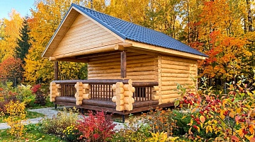 Баня 5×5 с террасой, 35 м²