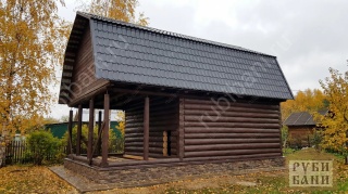 Дом-баня 6×6 с террасой, 36 м²