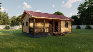 Баня из профилированного бруса с террасой (БН-92) 54 м²