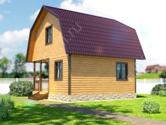 Баня из бруса 6×6 с террасой и мансардой (Б-27), 36 м²