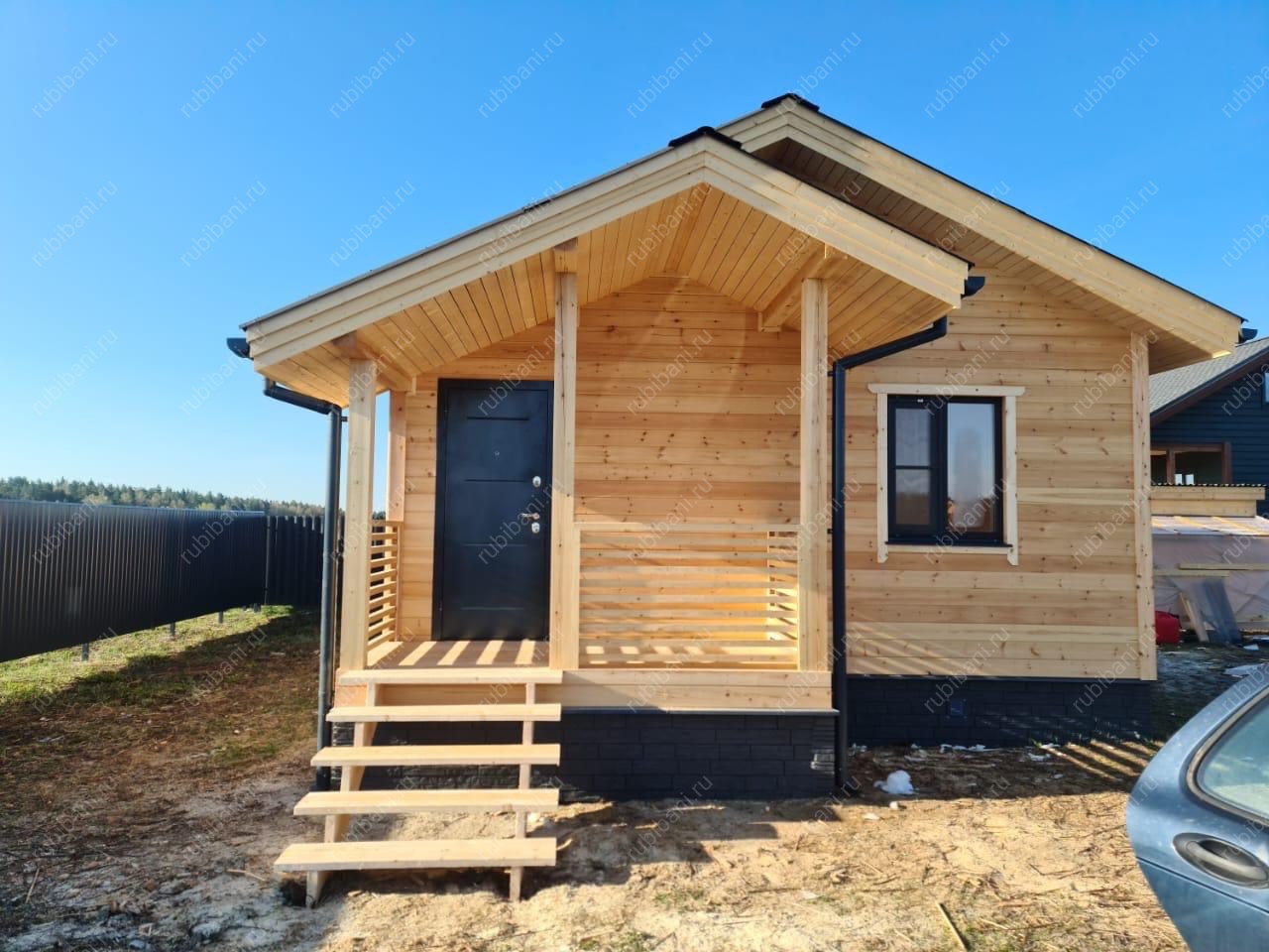 Баня под ключ  7х7 с крыльцом — фото 1 Баня под ключ  7х7 с крыльцом — фото 1