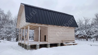 Дом-баня 6×6 с террасой, 36 м²